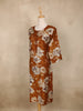 Mustard Brown Floral Printed Design Cotton Kurti