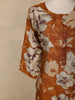 Mustard Brown Floral Printed Design Cotton Kurti