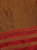 Mustard Brown Solid Design Pure Cotton Saree with Contrast Red Zari Border