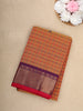 Mustard Checks Design Cotton Saree with Purple Zari Woven Border