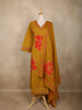 Mustard Floral Embroidered Cotton Salwar Suit with Dupatta