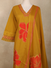Mustard Floral Embroidered Cotton Salwar Suit with Dupatta