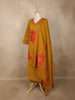 Mustard Floral Embroidered Cotton Salwar Suit with Dupatta