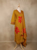 Mustard Floral Embroidered Cotton Salwar Suit with Dupatta