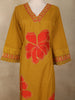 Mustard Floral Embroidered Cotton Salwar Suit with Dupatta