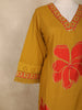 Mustard Floral Embroidered Cotton Salwar Suit with Dupatta