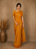 Mustard Floral Embroidered Raw Silk Saree