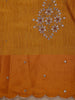 Mustard Floral Embroidered Raw Silk Saree