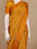 Mustard Floral Embroidered Raw Silk Saree