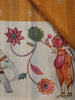 Mustard Floral Design Semi Tussar Saree With Madhubani Inspired Print