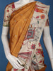 Mustard Floral Design Semi Tussar Saree With Madhubani Inspired Print