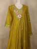 Mustard Floral Embroidered Tissue Silk Straight Cut Salwar Suit with Dupatta