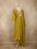 Mustard Floral Embroidered Tissue Silk Straight Cut Salwar Suit with Dupatta