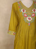Mustard Floral Embroidered Tissue Silk Straight Cut Salwar Suit with Dupatta
