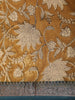 Mustard Floral Printed Chanderi Cotton Saree with Teal Zari Border