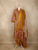 Mustard Floral Printed Cotton Straight Cut Salwar Suit with Dupatta