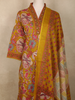 Mustard Floral Printed Cotton Straight Cut Salwar Suit with Dupatta
