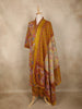 Mustard Floral Printed Cotton Straight Cut Salwar Suit with Dupatta