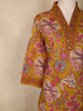 Mustard Floral Printed Cotton Straight Cut Salwar Suit with Dupatta