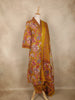 Mustard Floral Printed Cotton Straight Cut Salwar Suit with Dupatta