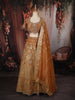 Mustard Gold Floral Beads and Stone Embellished Design Banarasi Silk Lehenga with Dupatta
