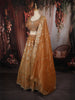 Mustard Gold Floral Beads and Stone Embellished Design Banarasi Silk Lehenga with Dupatta