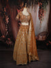 Mustard Gold Floral Beads and Stone Embellished Design Banarasi Silk Lehenga with Dupatta
