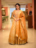 Mustard Gold Floral Beads and Stone Embellished Design Banarasi Silk Lehenga with Dupatta
