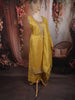 Mustard Gold Floral Butta Sequins and Beads Embroidered Design Organza Straight Cut Salwar Suit with Matching Dupatta