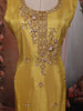 Mustard Gold Floral Butta Sequins and Beads Embroidered Design Organza Straight Cut Salwar Suit with Matching Dupatta