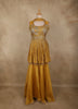 Mustard Gold Floral Sequins and Beads Embroidered Design Tissue Peplum Palazzo Suit with Dupatta