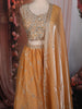 Mustard Gold Floral Sequins and Zari Embroidered Design Tissue Silk Lehenga with Dupatta
