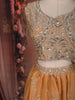 Mustard Gold Floral Sequins and Zari Embroidered Design Tissue Silk Lehenga with Dupatta