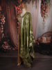 Mustard Gold Floral Sequins and Zari Embroidered Design Tissue Silk Long Anarkali Gown with Contrast Dupatta