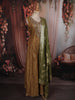 Mustard Gold Floral Sequins and Zari Embroidered Design Tissue Silk Long Anarkali Gown with Contrast Dupatta