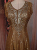 Mustard Gold Floral Sequins and Zari Embroidered Design Tissue Silk Long Anarkali Gown with Contrast Dupatta