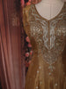 Mustard Gold Floral Sequins and Zari Embroidered Design Tissue Silk Long Anarkali Gown with Contrast Dupatta