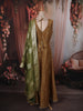 Mustard Gold Floral Sequins and Zari Embroidered Design Tissue Silk Long Anarkali Gown with Contrast Dupatta