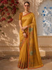 Mustard Yellow  Nature Printed Design Pure Tussar Saree