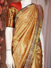 Mustard Gold Floral Woven Design Pure Kanchipuram Silk Bridal Saree with Contrast Red Border