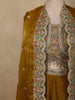 Mustard Gold Floral Zari Embroidered Design Organza Indo Western Skirt Top with Over Coat