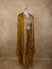 Mustard Gold Floral Zari Embroidered Design Organza Indo Western Skirt Top with Over Coat