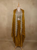Mustard Gold Floral Zari Embroidered Design Organza Indo Western Skirt Top with Over Coat