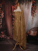 Mustard Gold Floral Zari Embroidered Design Tissue Unstitched Salwar Material with Dupatta