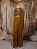 Mustard Gold Heavy Sequins and Beads Embroidered Chiffon Indo Western Gown with Matching Dupatta