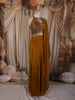 Mustard Gold Heavy Sequins and Beads Embroidered Chiffon Indo Western Gown with Matching Dupatta