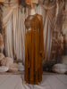 Mustard Gold Heavy Sequins and Beads Embroidered Chiffon Indo Western Gown with Matching Dupatta