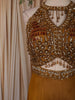 Mustard Gold Heavy Sequins and Beads Embroidered Chiffon Indo Western Gown with Matching Dupatta