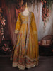 Mustard Gold Paisley Sequin and Zari Embroidered Design Tissue Silk Gown with Dupatta