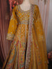 Mustard Gold Paisley Sequin and Zari Embroidered Design Tissue Silk Gown with Dupatta
